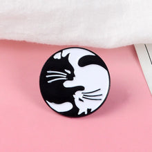 Load image into Gallery viewer, Hugging Yin Yang Cat Pins Jewellery
